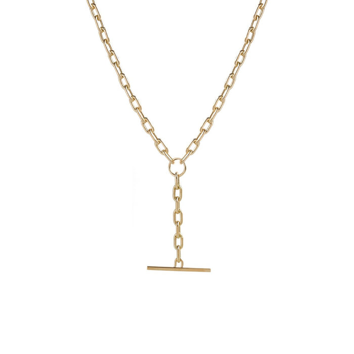 14kt Medium Square Oval Link Necklace with Toggle