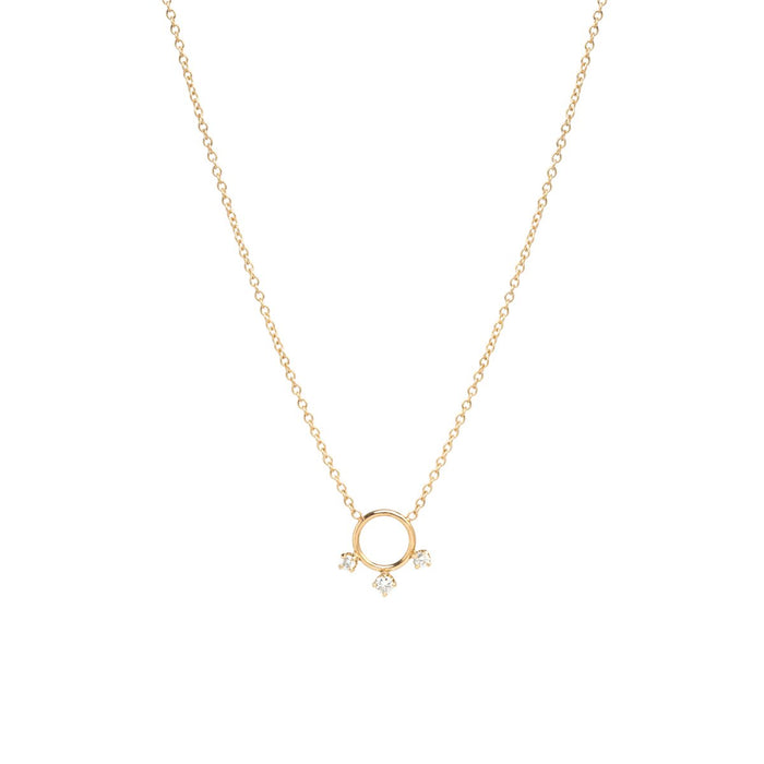 14kt Circle Necklace with 3 Diamonds