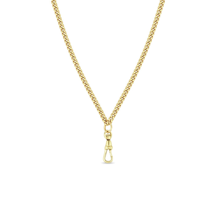 14kt Small Curb Chain Necklace with Fob Clasp, 18 inch