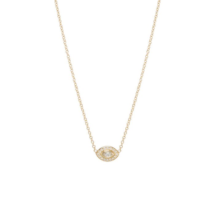 14kt Diamond Halo Evil Eye Necklace