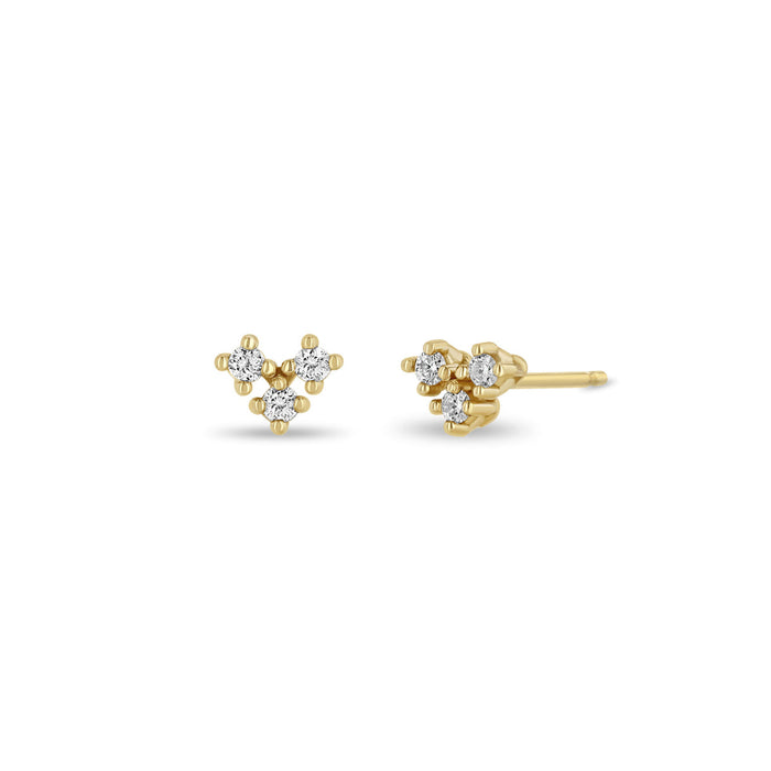 14kt Prong Set Diamond Trio V Studs