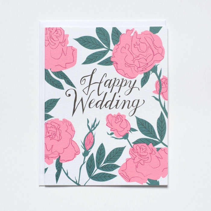 Pastel Neon Roses Wedding Note Card