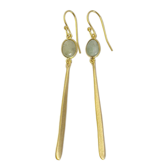 Long Reed with Prehnite Earrings