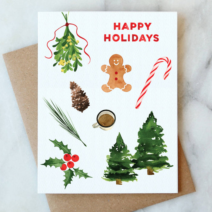 Happy Holidays Icons Card