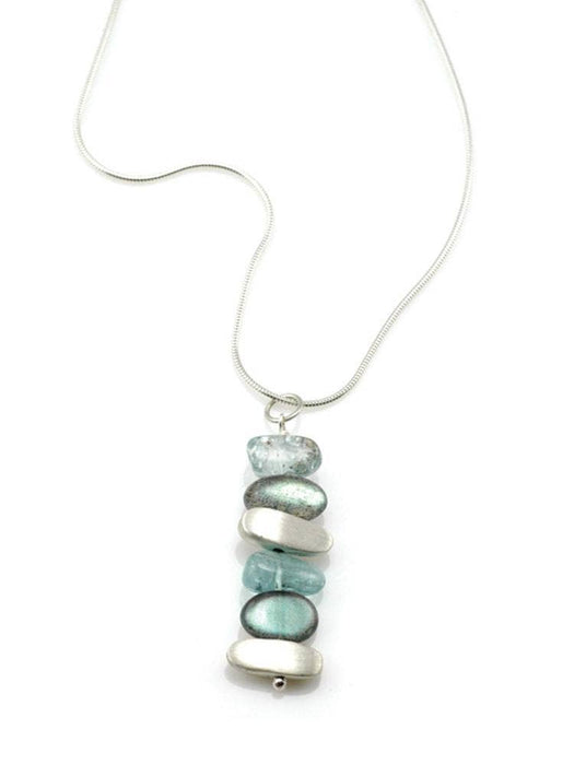Labradorite, Aqua, Silver Nugget Necklace