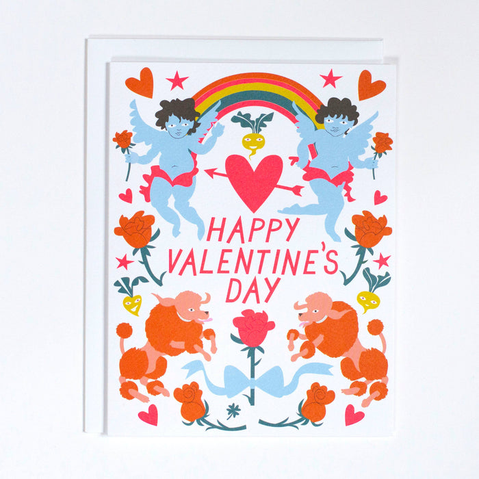 Poodles + Cherubs Valentine Card