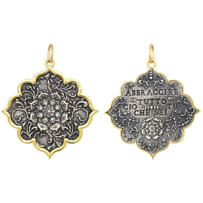Mixed Metal Large Lotus Charm