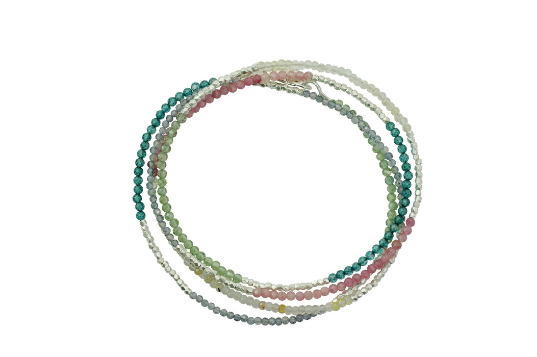 topaz, sapphire, iolite, apatite, qtz wrap bracelet
