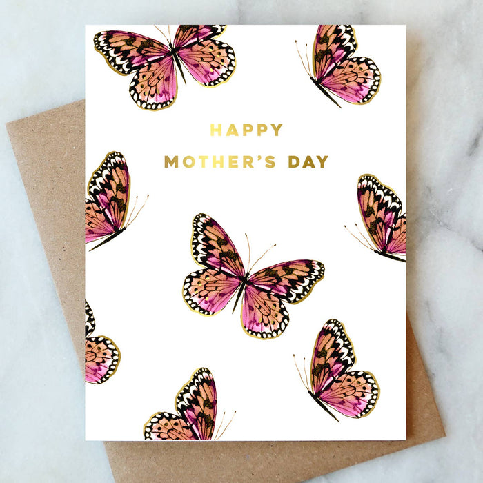 Pink Butterfly Mom Card