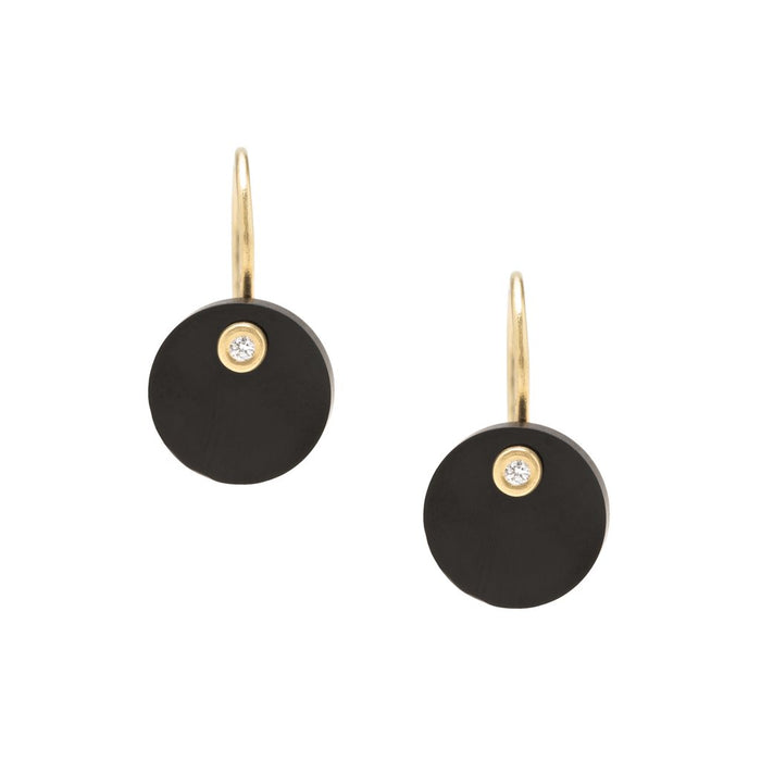 Diamond Disc Earrings in Onyx
