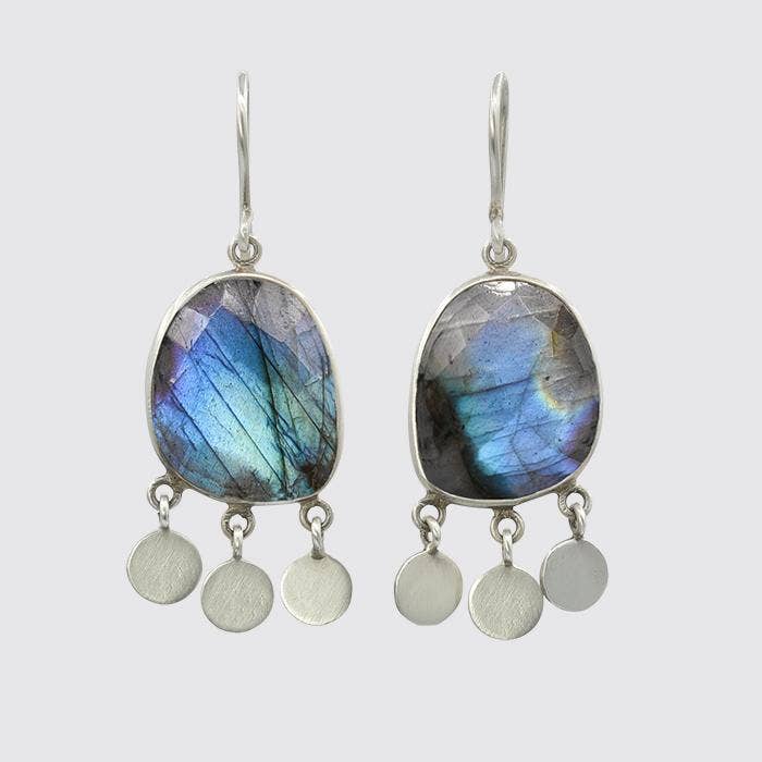 Faceted Labradorite Drops With Disc Dangles