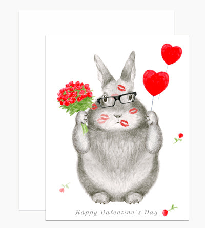 Bunny Smooches Valentine Card