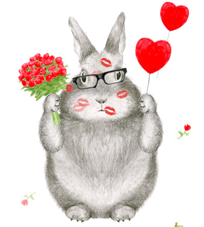 Bunny Smooches Valentine Card