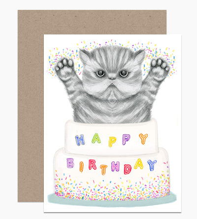 Kitty Birthday Cake Card