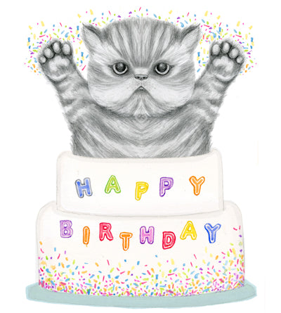 Kitty Birthday Cake Card