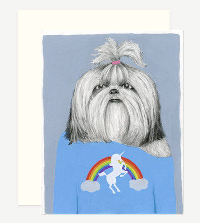 Rainbows + Unicorns Shih Tzu Card