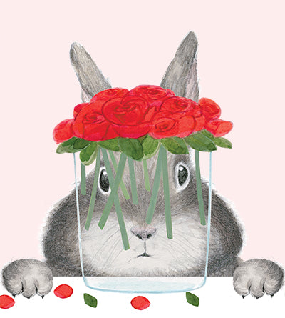 Bunny With Roses Valentine Card