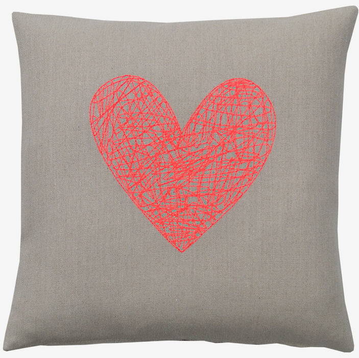 14" Neon Pink Heart Pillow