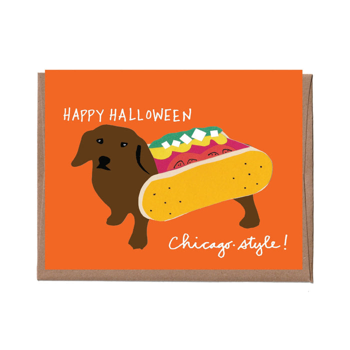 Chicago Hot Dog Halloween Card