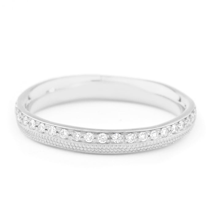 White Gold Stardust Texture Diamond Band