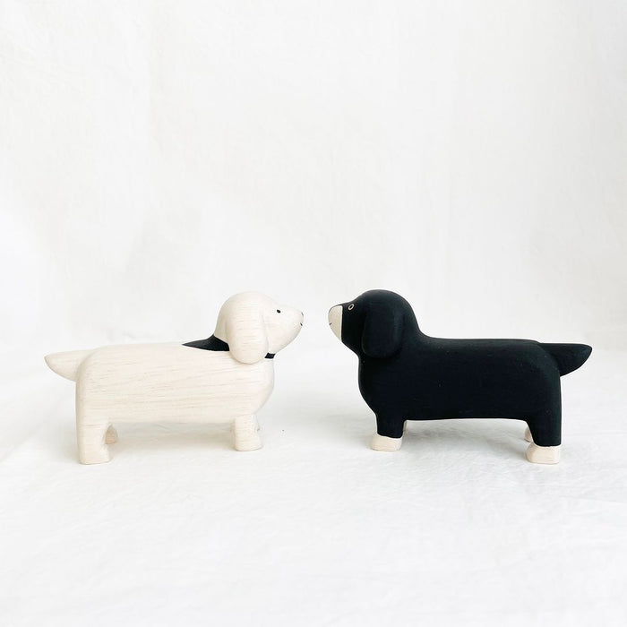 Wee Wooden Dachshund - White